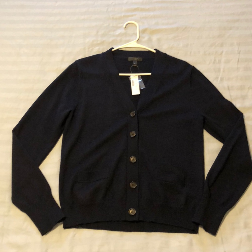Jcrew Navy Button Up Sweater NWT